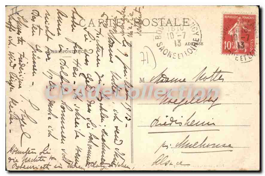 CPA Bourbon Lancy Cour Des Bains Et Place D'Aligre — Verso