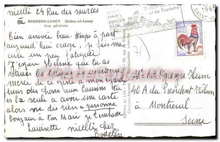 CPA Bourbon Lancy Vue Generale — Verso