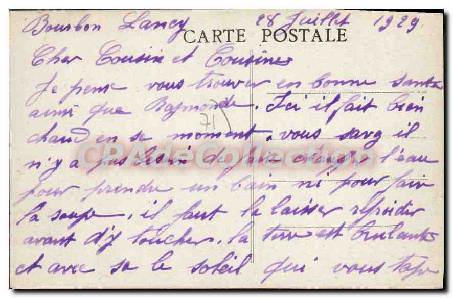 CPA Bourbon Lancy Cour Des Bains Et bains de refroidissement — Verso
