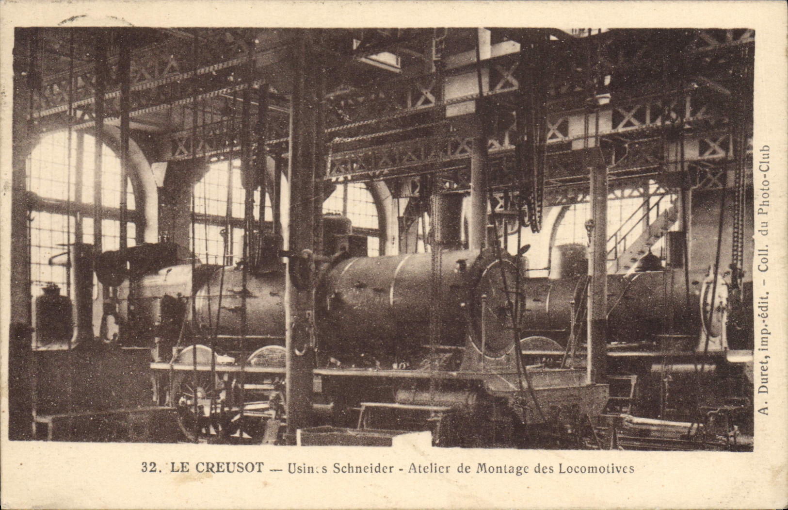 Le Creusot — Usines Schneider — Atelier de Montage des Locomotives — A. Duret, imp.-édit. — Coll. du Photo-Club