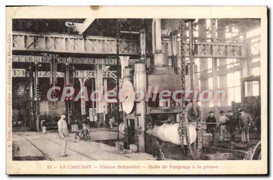 Le Creusot — Usines Schneider — Halle de Forgeage à la presse — A. Durel, Imprimeur-éditeur, Collection du Photo-Club