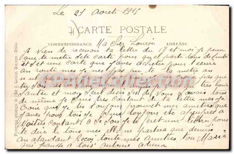 Le Creusot — Usines Schneider — Halle de Forgeage à la presse — A. Durel, Imprimeur-éditeur, Collection du Photo-Club — Rückseite