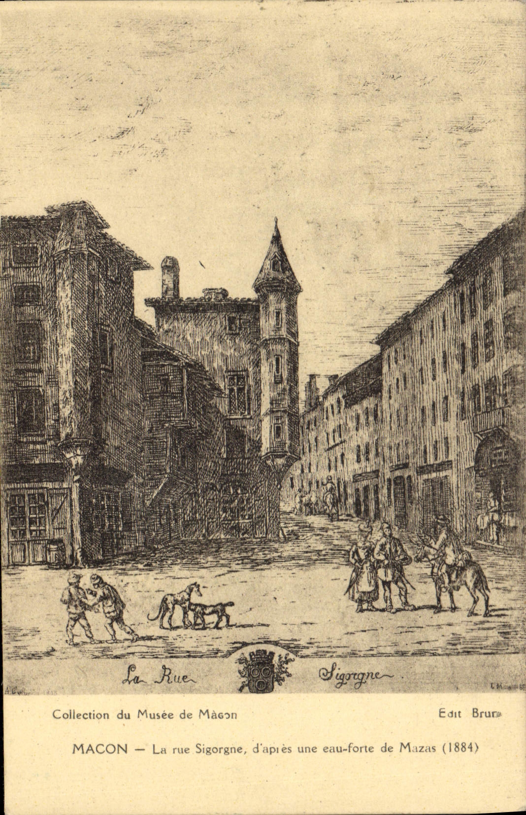 Macon — La rue Sigorgne, d'après une eau-forte de Mazas (1884) — Edit Brus