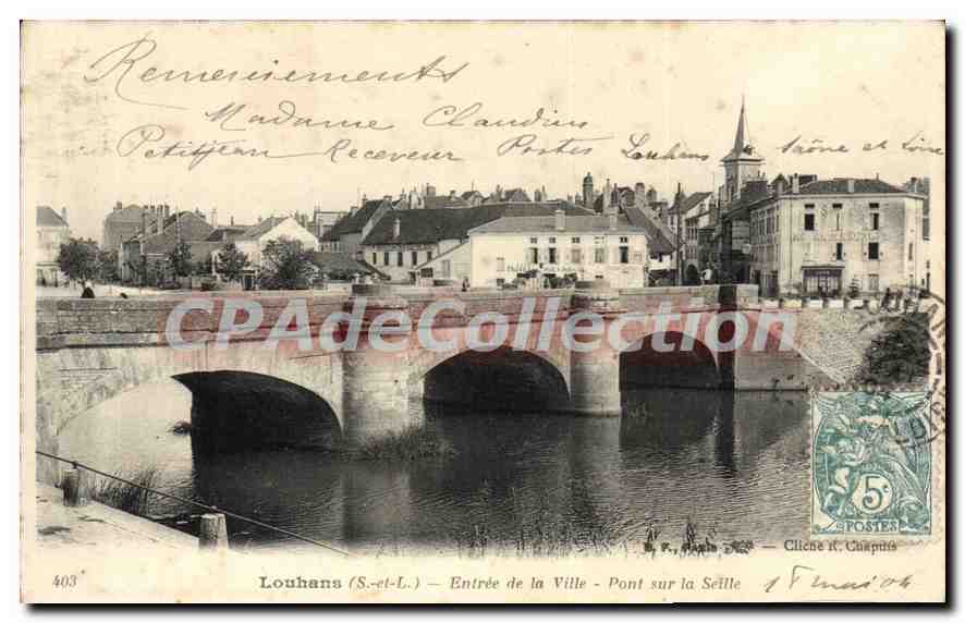 Louvans (S.-et-L.) — Entrée de la Ville - Pont sur la Seille — Éditeur : C. F. Alain, n° 403