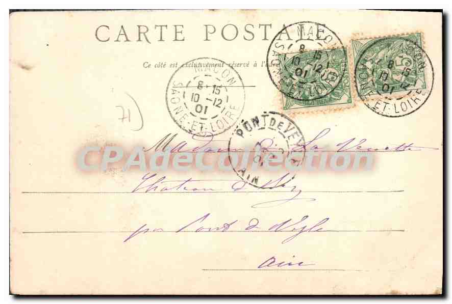 CPA Chateau De Lamartine A Saint Point La Tour De I'Horloge — Verso