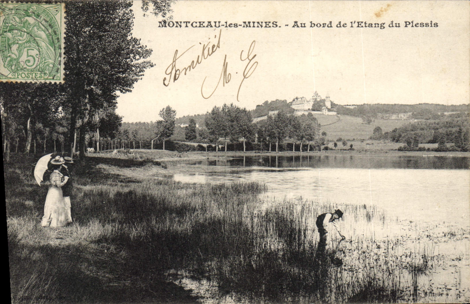 Montceau-les-Mines — Au bord de l'Etang du Plessis — Éditeur : Ch. Courcel, Éditeur