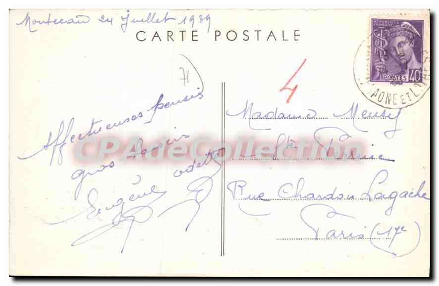 Montceau-les-Mines (S.-ct-L.) — El Lago y el Castillo de Plessis — Reverso