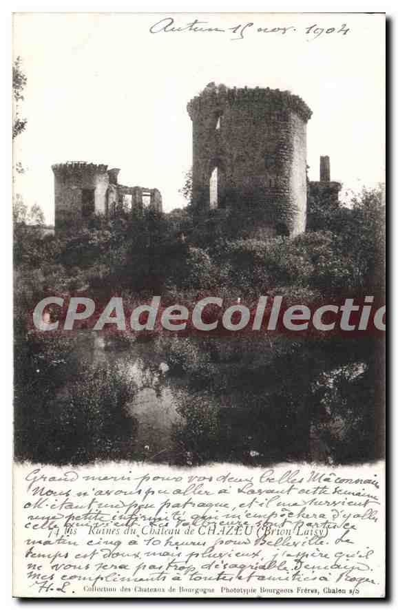 Ruines du Château de Chazeau — Autum 19 mai 1904 — Phototypie Bourgogne Frères, Chalon/s/S