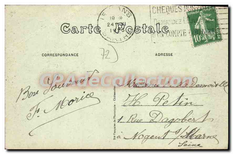 CPA Le Mans L'Entree Du Tunnel pharmacie Dallier — Rückseite