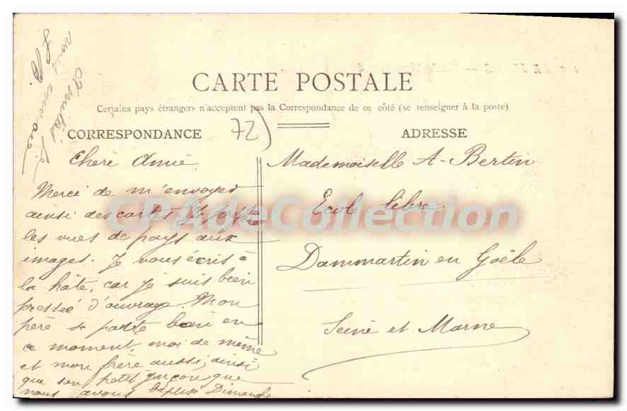 CPA Le Mans Ecole Normale D'Instituteurs — Rückseite