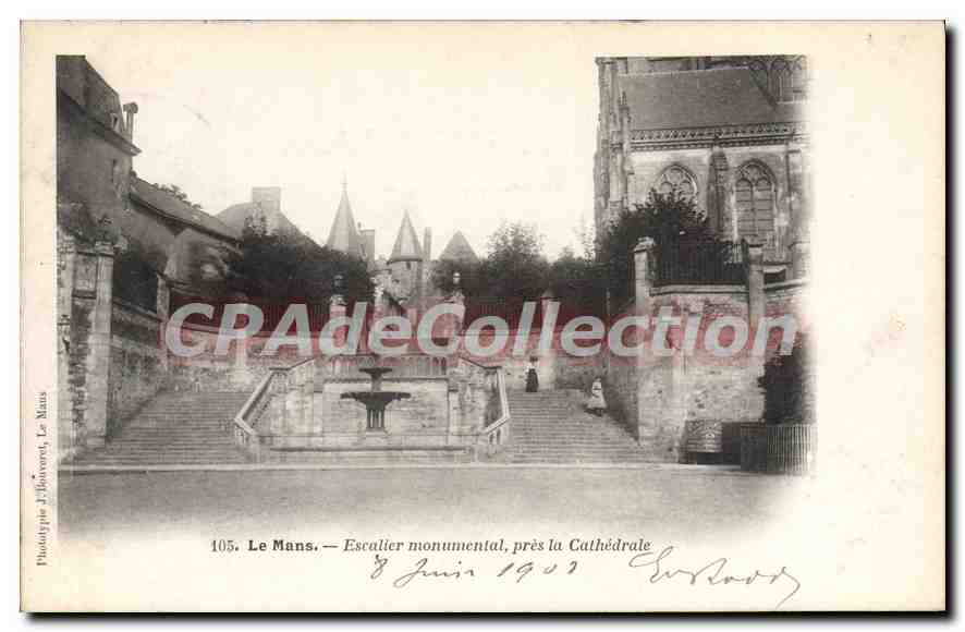 Le Mans — Escalier monumental, près la Cathédrale — Phototype J'Maunours, Le Mans, n°105