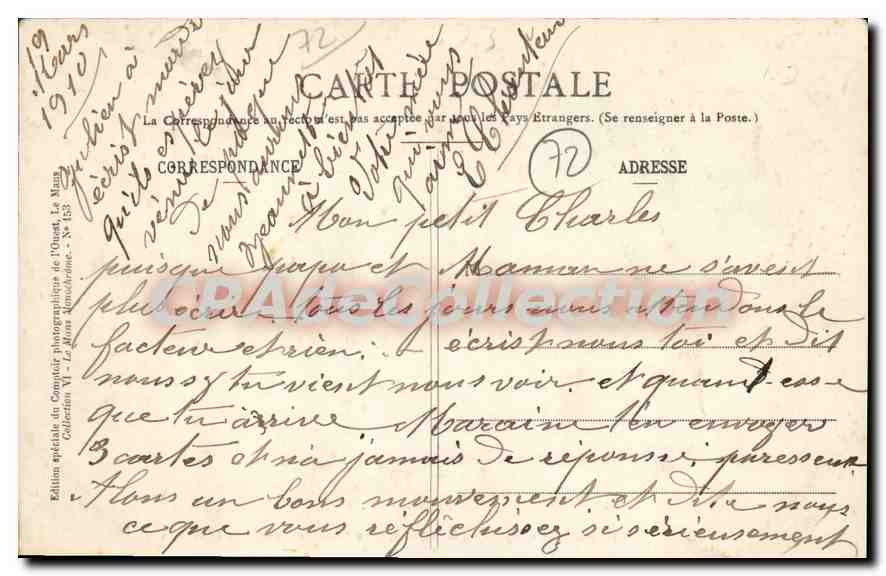 CPA Le Mans L'Eveche Monseigneur de BONFILS expulsé le 20 décembre 1906 — Rückseite