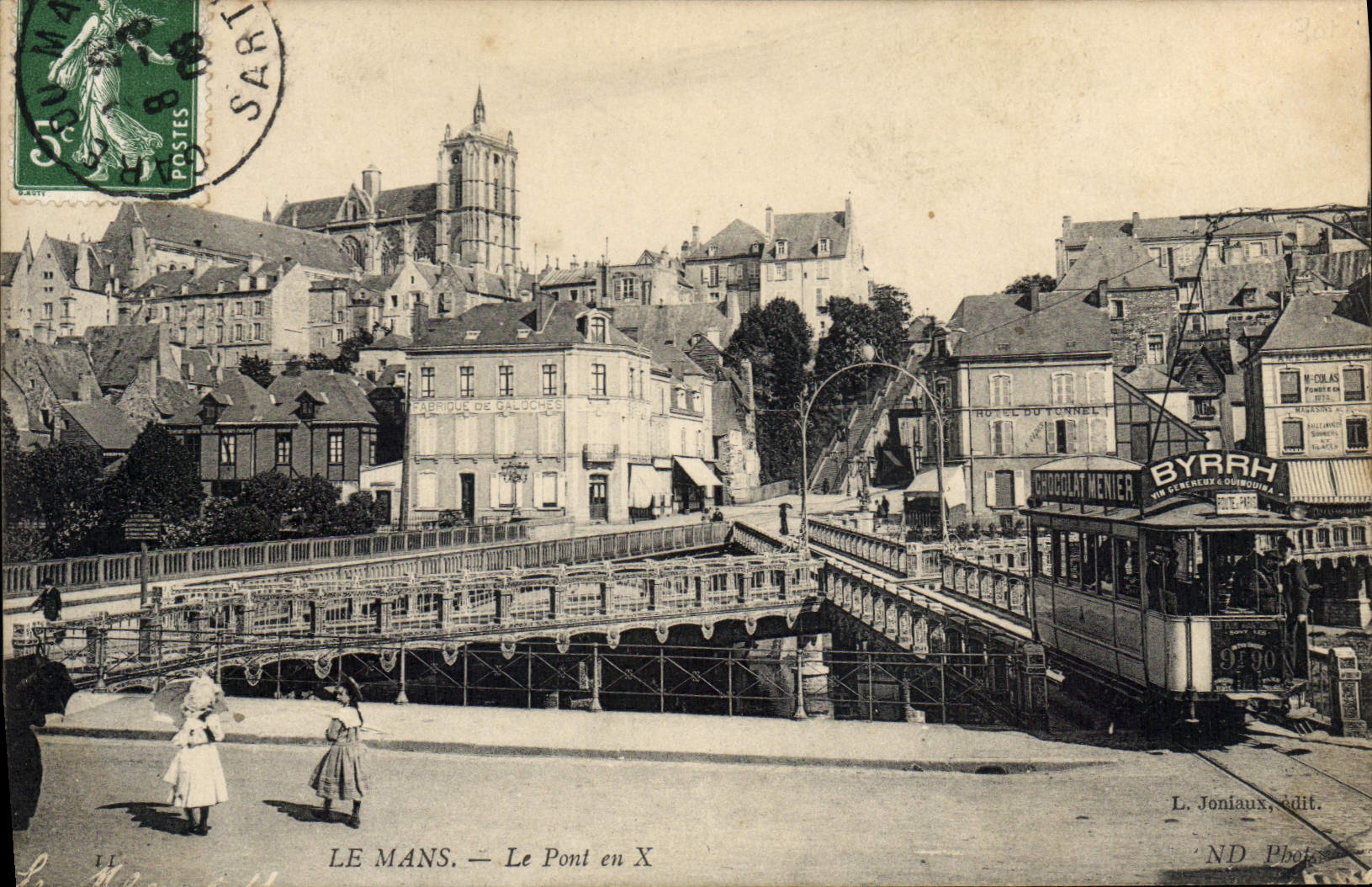 CPA Le Mans Le Pont En X tramway