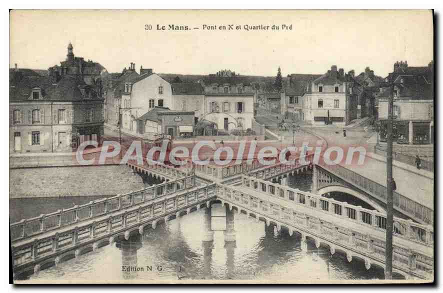 CPA Le Mans Pont En X Et Quartier du pré