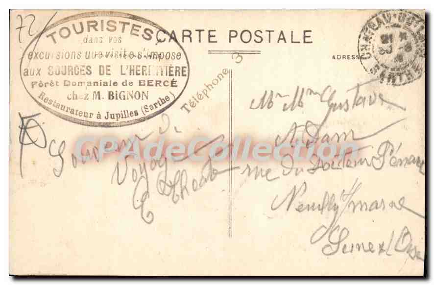 CPA Foret De Bercé L'Hermitiere — Rückseite
