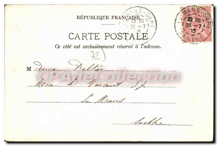 CPA Le Camp D'Auvours Allee Principale — Rückseite
