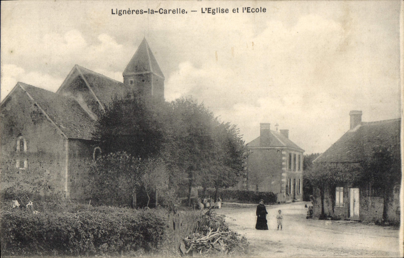 CPA Ligneres La Carelle L'Eglise Et I'Ecole
