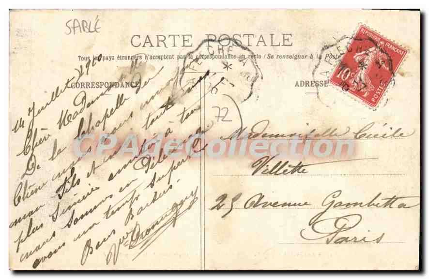 CPA Urbain De Laval Marquis De Sable Contribue Aux Reparations De La Chapelle 1625 — Verso