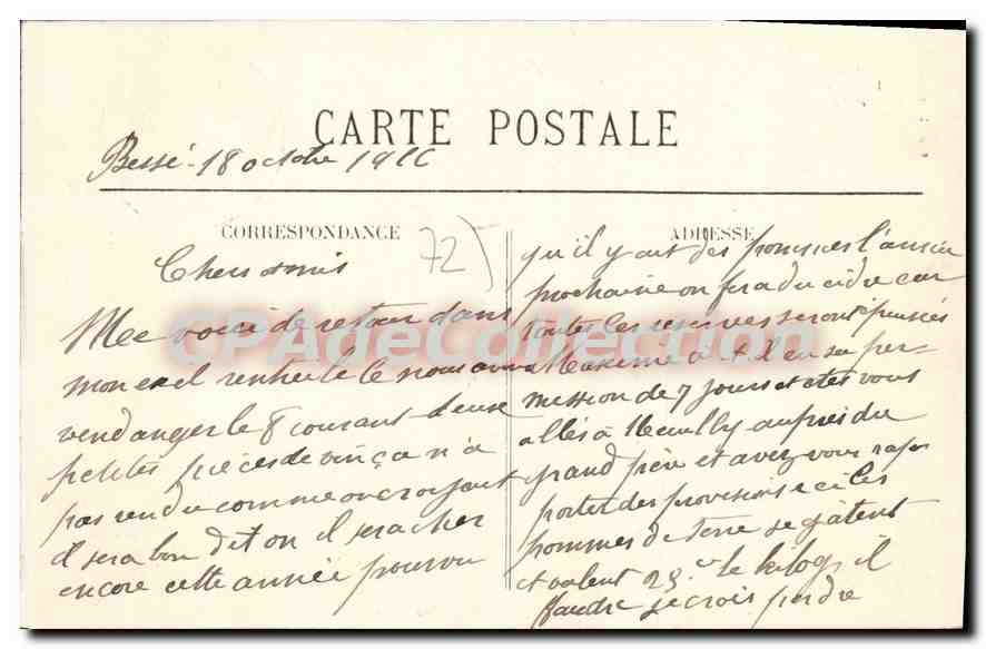 CPA Besse Sur Braye Chateau De Courtanvaux — Rückseite