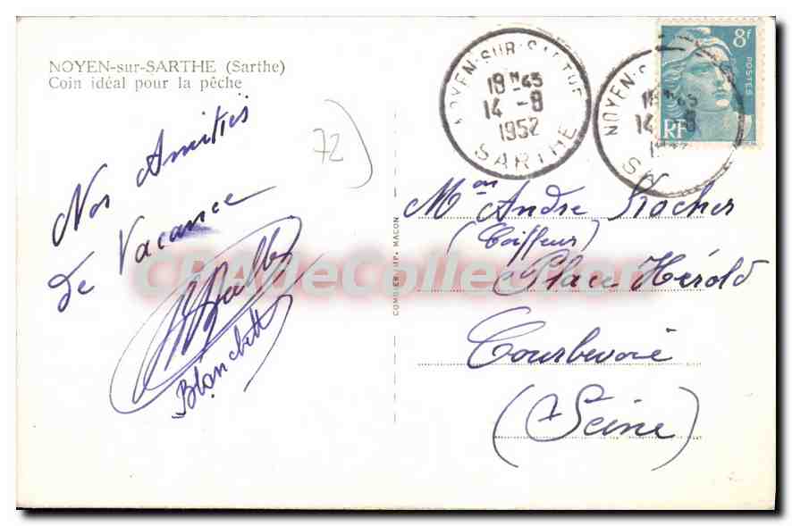 CPA Noyen Sur Sarthe Coin Ideal Pour La Peche — Rückseite