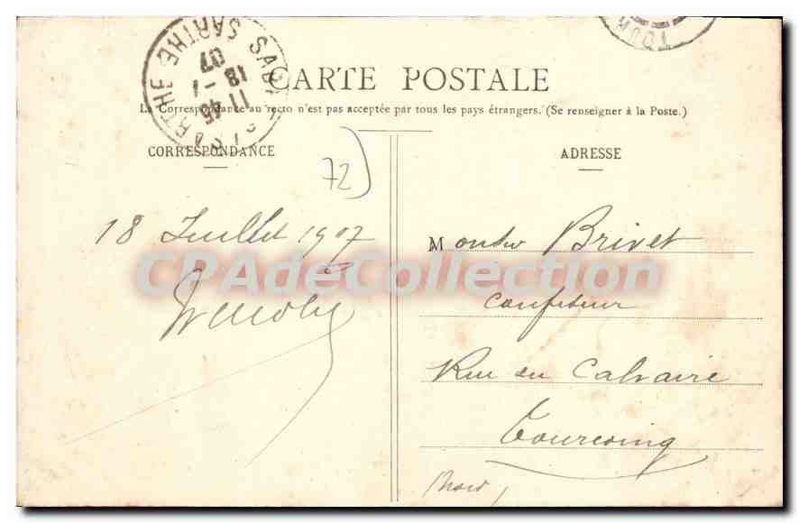 CPA Sablé Le Chateau Et La Sarthe — Rückseite