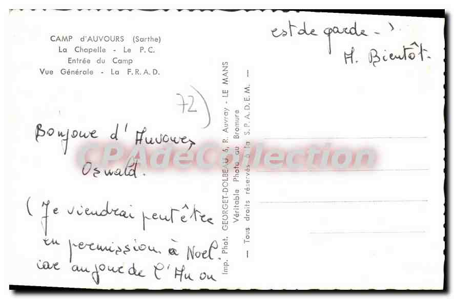 CPA Camp D'Auvours La Chapelle Entree Vue Generale — Back