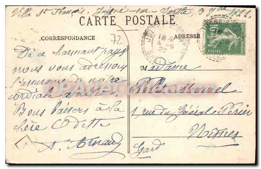 CPA Sable Sur Sarthe Vue Generale De La Ville — Rückseite