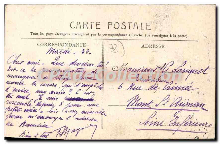 CPA La Fleche Douve De La Rue Des Fosses — Rückseite