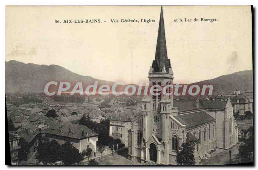 CPA Aix Les Bains Vue Generale église Et Le Lac Du Bourget