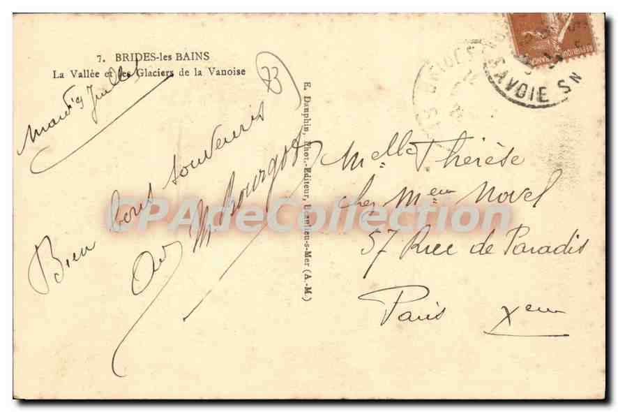 CPA Brides Les Bains La Vallee Et Les Glaciers — Rückseite