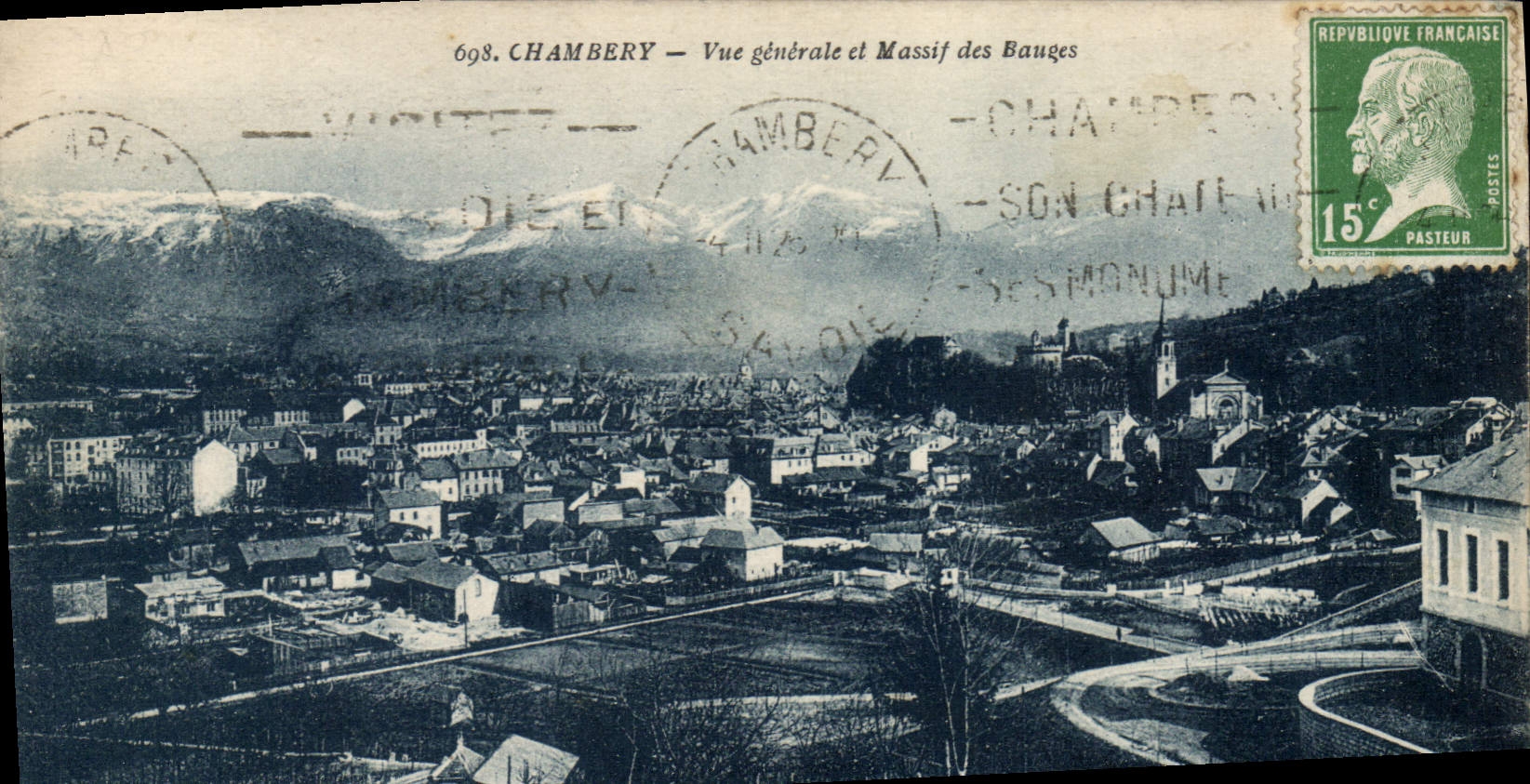 CPA Chambery Vue Generale Et Massif Des Bauges