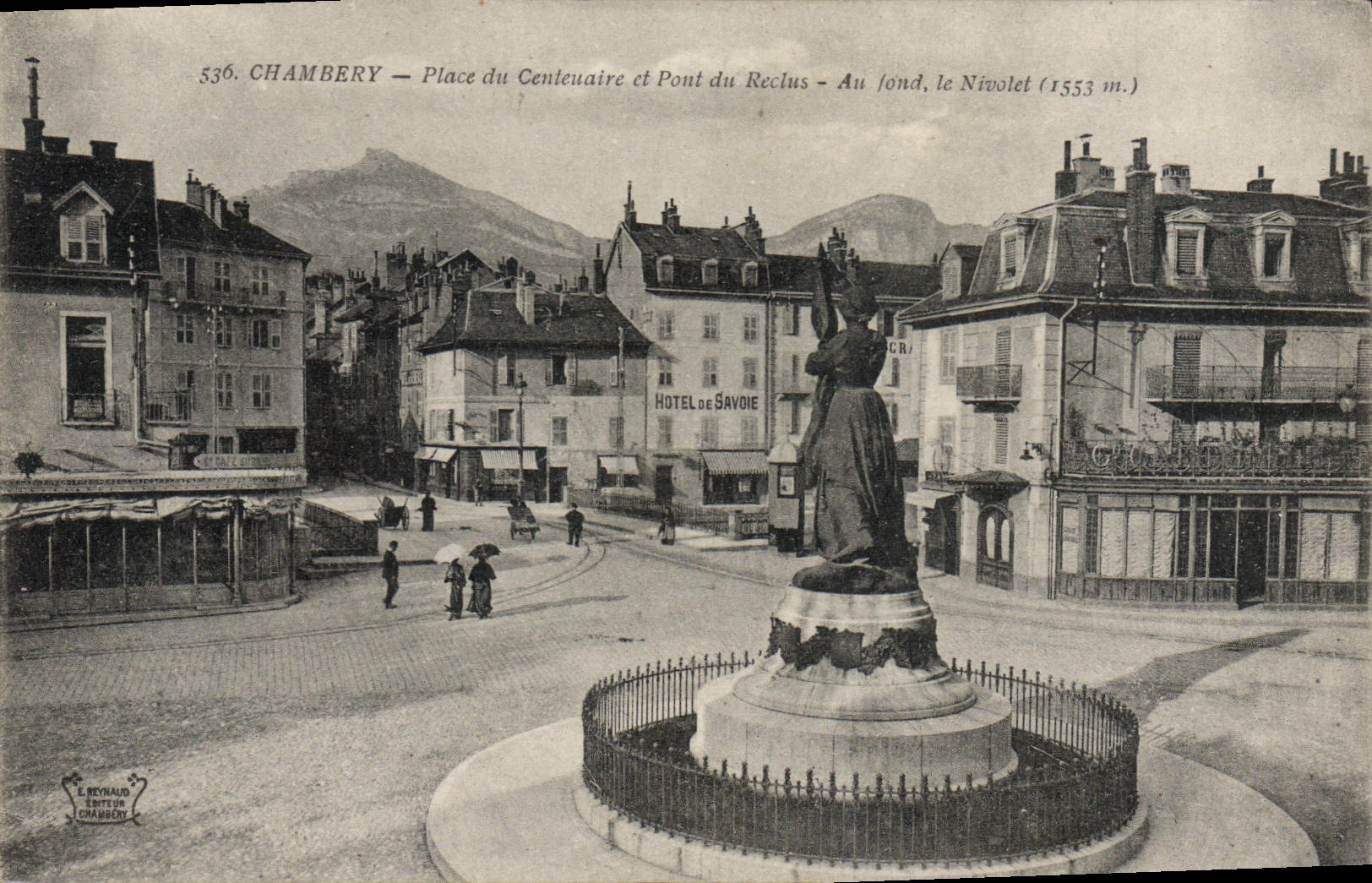 CPA Chambery Place Du Centeuaire Et Pont Du Reclus hotel de savoie