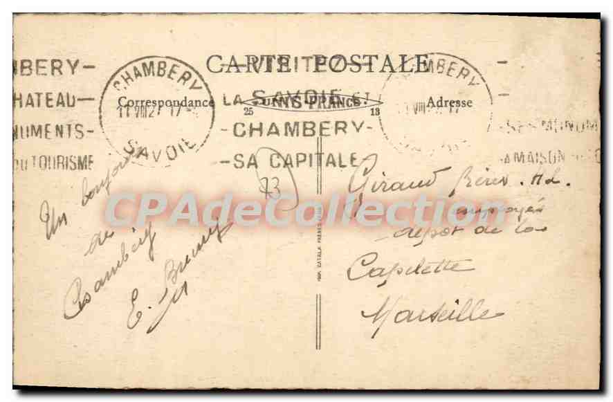 CPA Chambery La Rue Des Portiques — Rückseite