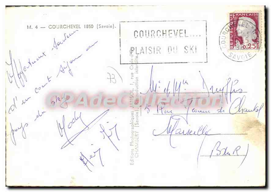 CPSM Courchevel 1850 — Rückseite