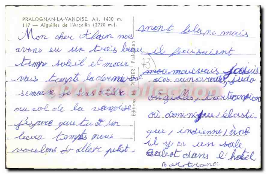 CPA Pralognan La Vanoise Aiguilles De I'Arcellin — Rückseite