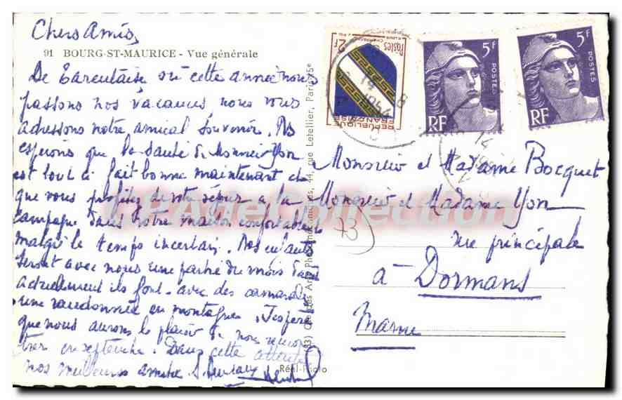 CPA Bourg St Maurice Vue Generale — Rückseite