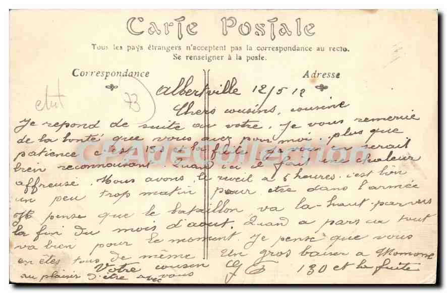 CPA Frontiere Italienne Les Chapieux — Rückseite