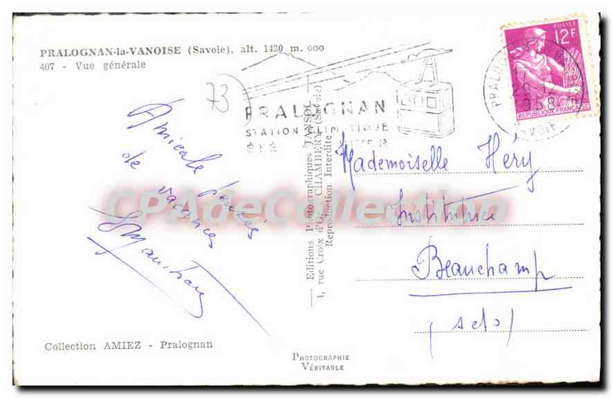 Pralognan-la-Vanoise — Vue générale — Éditions AMIEZ — Verso