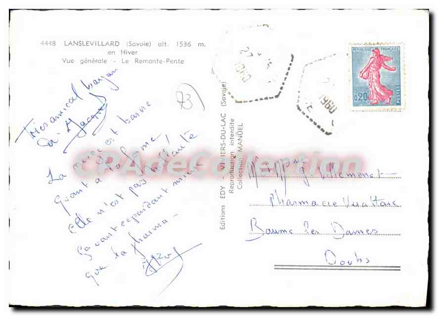 CPSM Lanslevillard Vue Generale — Verso