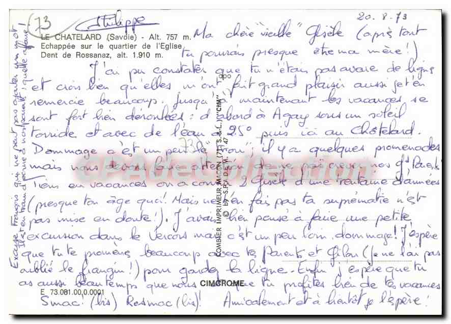 CPSM Le Chatelard Echappee Sur Le Quartier — Rückseite