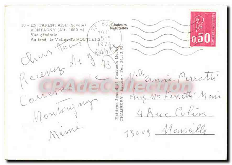 CPSM En Tarentaise Montagny — Rückseite