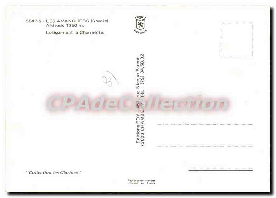 CPSM Les Avanchers Lotissement la Charmette — Rückseite