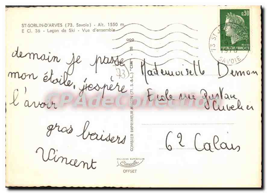CPSM St Sorlin D'Arves Vue D'Ensemble — Rückseite
