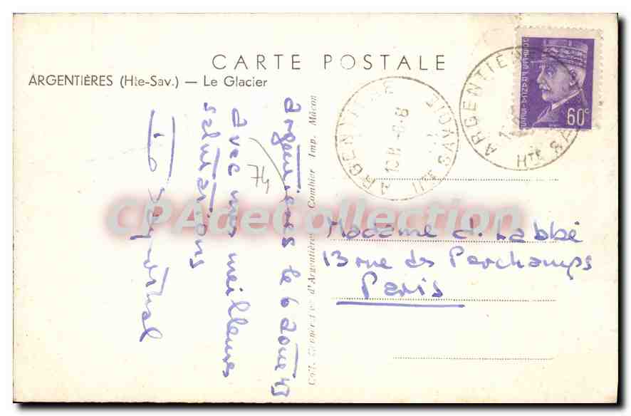 Argentières (Hte-Sav.) — Le Glacier — Éditeur Combier — Reverso