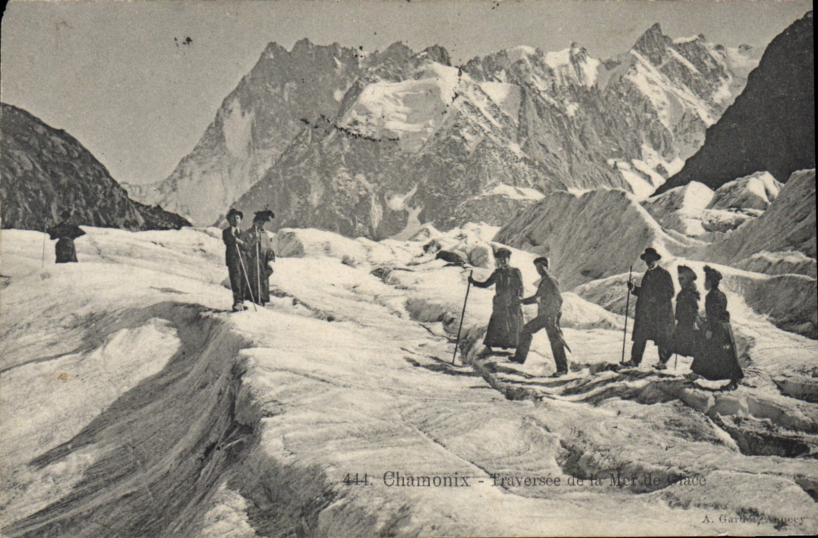 Chamonix - Traversée de la Mer de Glace — A. Gardet, Annecy, n°444