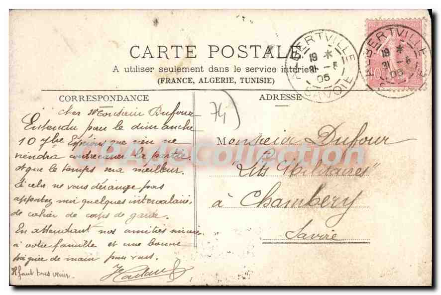 Chamonix - Traversée de la Mer de Glace — A. Gardet, Annecy, n°444 — Verso