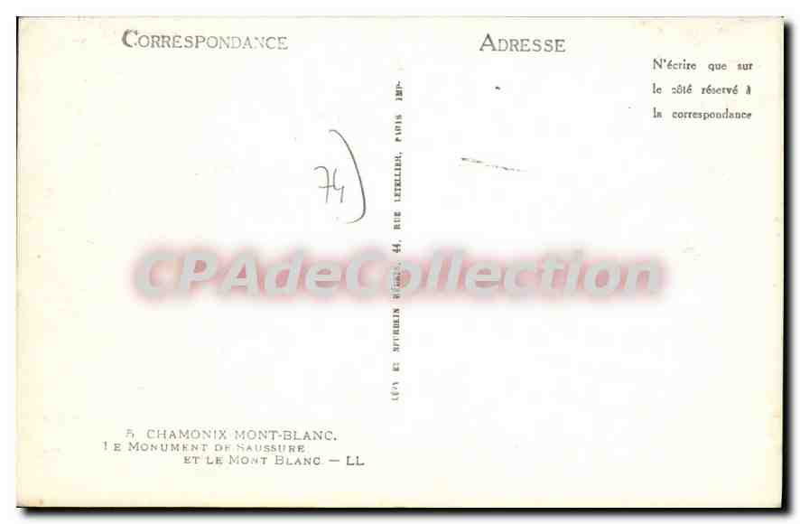 Chamonix Mont-Blanc — Monument de Saussure et le Mont Blanc — Éditeur LL — Reverso