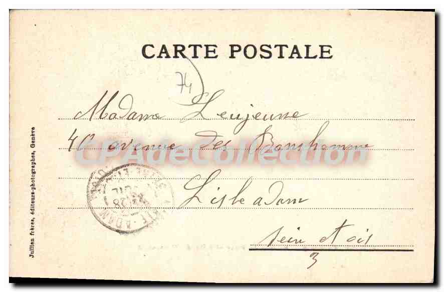 Chamonix — La Mer de Glace et Hôtel du Montanvert — J.J. 2225 — Verso