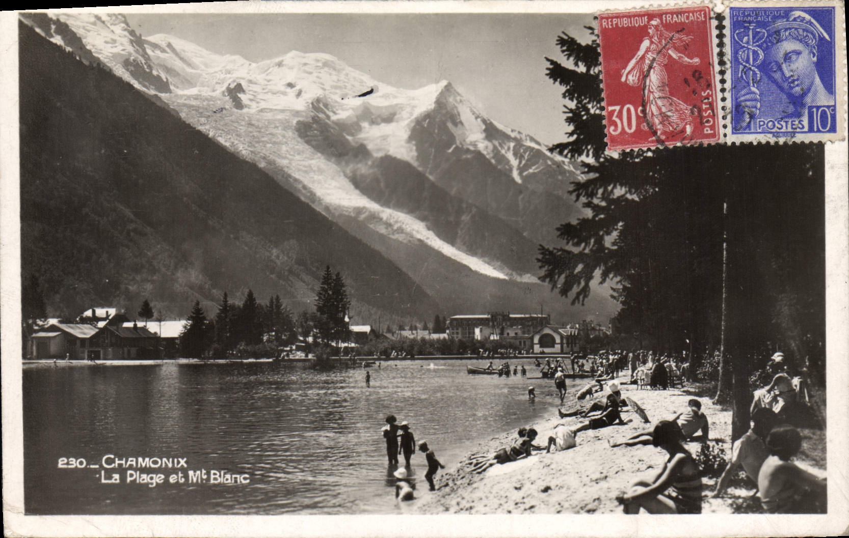 Chamonix — La Plage et Mt Blanc — CPA n°230, éditeur inconnu - Anverso