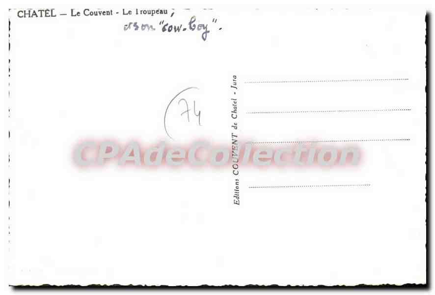 Châtel — Le Couvent — Le troupeau, cow-boy — Éditions Couvent de Châtel - Jura — Verso